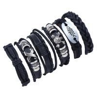 Lederband Armband, Zinklegierung, mit Kunstleder & Wachsschnur, 6 Stück & Modeschmuck, keine, 27.5CMx3.8CM, verkauft von PC