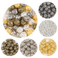 Iron Mesh Beads Round plated DIY & hollow nickel lead & cadmium free Sold By Bag