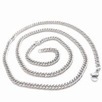 Stainless Steel Chain Ogrlica, Nehrđajući čelik, različite veličine za izbor & rubnik lanac & za čovjeka, izvorna boja, Dužina Približno 19.7 inčni, 10pramenovi/Torba, Prodano By Torba