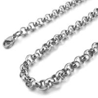 Stainless Steel Chain halskæde, forskellig størrelse for valg & Rolo kæde, oprindelige farve, Solgt Per Ca. 19.7 inch Strand