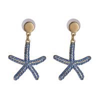 Zinc Alloy Øreringe, Legering, Starfish, med rhinestone, flere farver til valg, 50x33mm, 5par/Bag, Solgt af Bag