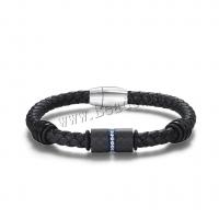 Bijoux bracelet en acier inoxydable, avec Fibre de carbone, acier inoxydable fermoir magnétique, poli & pavé de micro zircon & pour homme, noire, Vendu par Environ 8.5 pouce brin