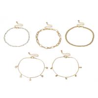 Brass Anklet plated fashion jewelry & for woman gold nickel lead & cadmium free 270mm Length Approx 10.62 Inch Sold By Set