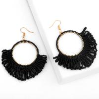 Fashion Fringe Oorbellen, Seedbead, met Zinc Alloy, roestvrij staal oorbel haak, gold plated, Bohemien stijl & voor vrouw, meer kleuren voor de keuze, nikkel, lood en cadmium vrij, 65x77mm, Verkocht door pair