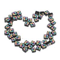 Polymer lerperler, Polymer Clay, Square, flerfarvede, nikkel, bly & cadmium fri, 9x6mm, 1000pc'er/Bag, Solgt af Bag