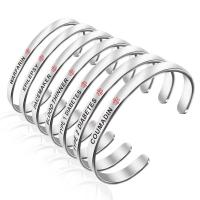 Rozsdamentes acél bangle, Stainless Steel, galvanizált, egynemű & különböző stílusokat a választás & A levél minta, több színt a választás, 6x2mm, Belső átmérő:Kb 65mm, Által értékesített PC