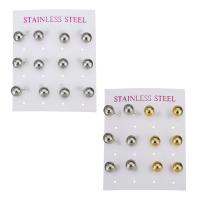 acier inoxydable Stud Set, Boucle d’oreille stud, Placage, 6 pièces & bijoux de mode & pour femme, plus de couleurs à choisir, 8mm, Vendu par fixé