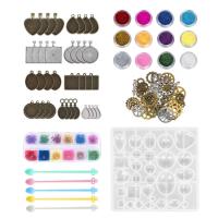 DIY Epoxy Mold Set Silicone Jewelry Cabochon Mold for Pendant Setting with Dried Flower 56 pcs set durable 120mm Sold By Set