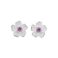 Zircon cubique Micro Pave d'oreille en argent sterling, Argent sterling 925, Cerise oriental, Plaqué de platine, hypo allergique & pavé de micro zircon & pour femme, plus de couleurs à choisir, 10x10mm, Vendu par paire