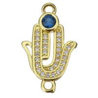 Messing Schmuck Verbinder, Hand, goldfarben plattiert, DIY & Micro pave Zirkonia & hohl, metallische Farbe plattiert, 14x23x3mm, Bohrung:ca. 2mm, 20PCs/Menge, verkauft von Menge