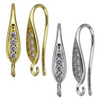 Messing Hook Earwire, forgyldt, Micro Pave cubic zirconia, flere farver til valg, 4x21x10mm,1mm, 20par/Lot, Solgt af Lot