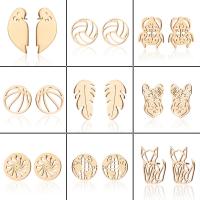 Stainless Steel Stud Earrings plated fashion jewelry & for woman Sold By Pair