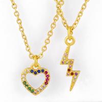 Kubieke Zirkoon Micro Pave Brass Ketting, Messing, met Cubic Zirconia, mode sieraden, goud, 45cm+5cmx1.1cmx1cm, Verkocht door PC