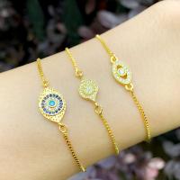 Cubic Zirconia Micro Pave Brass Bracelet with Cubic Zirconia fashion jewelry golden 23cmx1.5cmx1cm Sold By PC