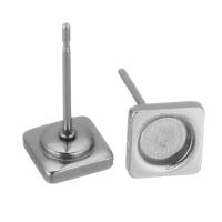 Stainless Steel naušnica post, 304 nehrđajućeg čelika, uglađen, izvorna boja, 6x6x13mm,0.5mm, 200računala/Torba, Prodano By Torba