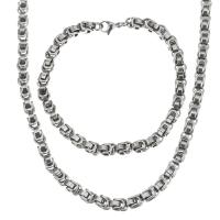 Roestvrij staal sieraden sets, uniseks, zilver, 6mm, Lengte Ca 22 inch, Verkocht door Stel