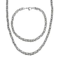 Roestvrij staal sieraden sets, uniseks, zilver, 4mm, Lengte Ca 24 inch, Verkocht door Stel