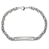 Bracciale gioielli in acciaio inossidabile, acciaio inox, unisex, colore originale, 34x6mm,4mm, Venduto per Appross. 8.5 pollice filo