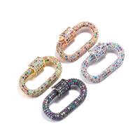 laiton porte-clés mousqueton, Placage, DIY & pavé de micro zircon, plus de couleurs à choisir, 30x17mm, 3PC/lot, Vendu par lot