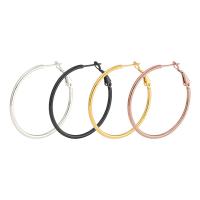 Mens Stainless Steel Hoop Korvakorut, Ruostumaton teräs, kanssa Titanium Steel, Pyöreä, päällystetty, enemmän värejä valinta, nikkeli, lyijy ja kadmium vapaa, 30*2mm, Myymät Pair