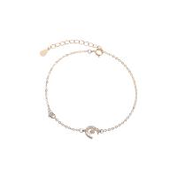 Argento Bracciali, 925 sterline d'argento, with 1.18 inch extender chain, placcato, Micro spianare cubic zirconia & per la donna, nessuno, 11.01x6.6mm,5.88x3.77mm, Venduto per Appross. 6.3 pollice filo