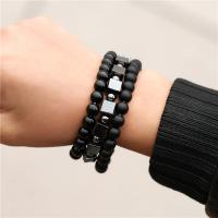 De Armband van mensen, Abrazine Stone, Ronde, gepolijst, voor de mens, 8mm, Lengte Ca 7.3 inch, 3strengen/Stel, Verkocht door Stel