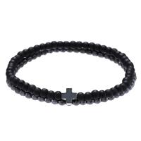 Bracelet homme, Abrazine Stone, avec laiton, poli, élastique & pour homme, Longueur Environ 7.3 pouce, 2Strandstoron/fixé, Vendu par fixé