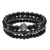 De Armband van mensen, Abrazine Stone, gepolijst, elastische & micro pave zirconia & voor de mens, Lengte 7.3 inch, 3strengen/Stel, Verkocht door Stel