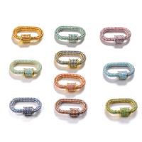 laiton porte-clés mousqueton, Placage, DIY & pavé de micro zircon, plus de couleurs à choisir, 29x18mm, 3PC/lot, Vendu par lot