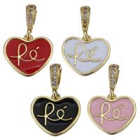 Pendentifs coeur en laiton, Placage, bijoux de mode & DIY, plus de couleurs à choisir, protéger l'environnement, sans nickel, plomb et cadmium, 13.50x12mm, 10PC/lot, Vendu par lot