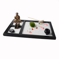 Płyta pilśniowa o średniej gęstości Ornament piaskownicy Zen, Kwadrat, pół ręcznie, do domu i biura, czarny, 215x175x12mm, sprzedane przez PC