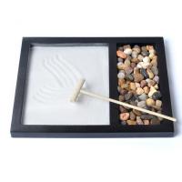 Middle Density Fibreboard Zen Sandbox Ornament Square half handmade for home and office black Sold By PC