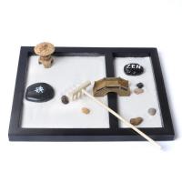 Fibreboard voor middelste dichtheid Zen Sandbox Ornament, Plein, half handgemaakte, voor thuis en op kantoor, zwart, 215x170x10mm, Verkocht door PC