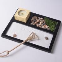 Middle Density Fibreboard Zen Sandbox Ornament Square half handmade for home and office black Sold By PC