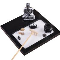 borovice Zen Sandbox Ornament, Náměstí, polovina ruční, pro domácnosti a kanceláře, černý, 235x185x50mm, Prodáno By PC