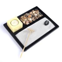 Middle Density Fibreboard Zen Sandbox Ornament Square half handmade for home and office black Sold By PC