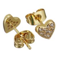 Kubik Zirkonium mikro bana Mässing Örhänge, plated, mode smycken & för kvinna & med cubic zirconia, nickel, bly och kadmium gratis, 6x6mm, 10Pairs/Lot, Säljs av Lot