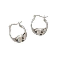 925 Sterling Silver Huggie Hoop Earring plated Korean style & for woman 5mm 13mm Sold By Pair