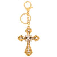 Key Chain, Messing, Kryds, forgyldt, Micro Pave cubic zirconia, flere farver til valg, 58x151mm, Solgt af PC