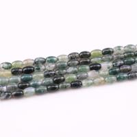 Natuurlijke zeegroene agaat kralen, Moss Agate, gepolijst, DIY, 4x6mm, Lengte Ca 15.4 inch, 2strengen/Bag, Ca 65pC's/Strand, Verkocht door Bag