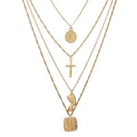 Mode Multi laag ketting, Zinc Alloy, gold plated, 4 stuks & voor vrouw, metallic kleur plated, 54cm,46cm,30cm,29cm,2.5cm,1.5cm, Lengte Ca 21.25 inch, Verkocht door Stel