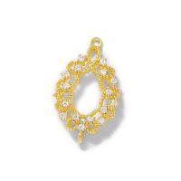 Connettore di gioielli in ottone, Sostenibile & Mini & multifunzionale & DIY & Micro spianare cubic zirconia, oro, assenza di nichel,piombo&cadmio, 14x22mm, Foro:Appross. 1mm, 10PC/lotto, Venduto da lotto