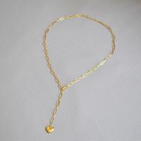 Collier en laiton, Placage de couleur d'or, styles différents pour le choix & pour femme, couleur métallique plaquée, 10mm, Vendu par Environ 19.68 pouce brin