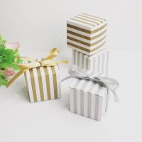 Schmuck Geschenkkarton, Papier, Quadrat, Kunstdruck, Streifen, keine, 55x55x55mm, 50PCs/Menge, verkauft von Menge