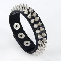 Los hombres de la pulsera y del brazalete, cuero, chapado, estilo punky & para hombre, Negro, 230mm, Vendido por Sarta