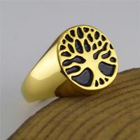 Titanium Staal Finger Ring, Tree of Life, plated, verschillende grootte voor keus & voor de mens & epoxy sticker, meer kleuren voor de keuze, 16mm, Verkocht door PC