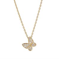 Zircone cubico Micro spianare collana dell'argento sterlina, 925 sterline d'argento, with 1.96 inch extender chain, Farfalla, placcato, Micro spianare cubic zirconia & per la donna, nessuno, Venduto per Appross. 15.74 pollice filo