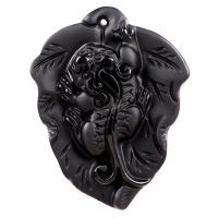 Natural Black Obsidian Pendants Mythical Wild Animal folk style & Unisex black 45*36*11mm Sold By PC