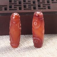 Naturlige tibetanske Agate Dzi Beads, Tibetansk agat, Drum, du kan DIY, rød, nikkel, bly & cadmium fri, 13.50x40mm, Solgt af PC