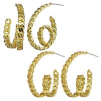 Messing Hoop Earring, forgyldt, for kvinde & hule, flere farver til valg, 7x26x33mm,0.5mm, Solgt af par